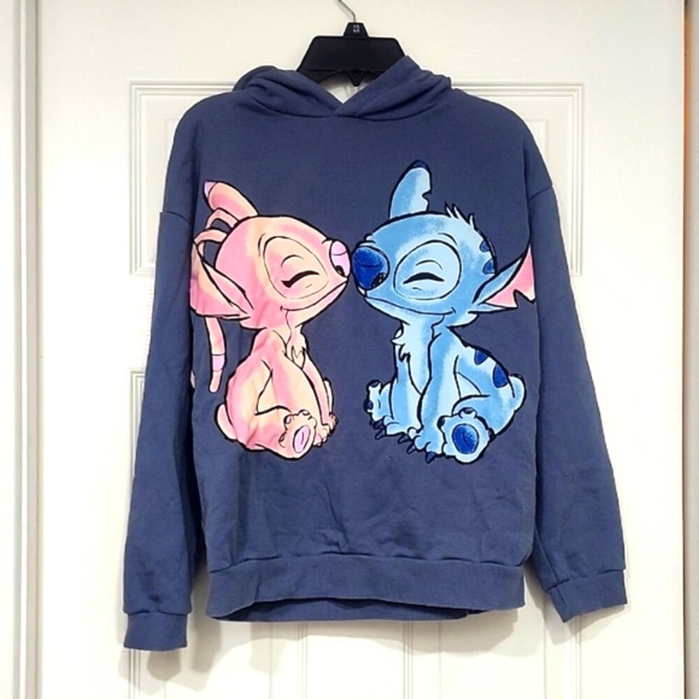Disney Hoodie with Stitch and Angel - Blue and Pink